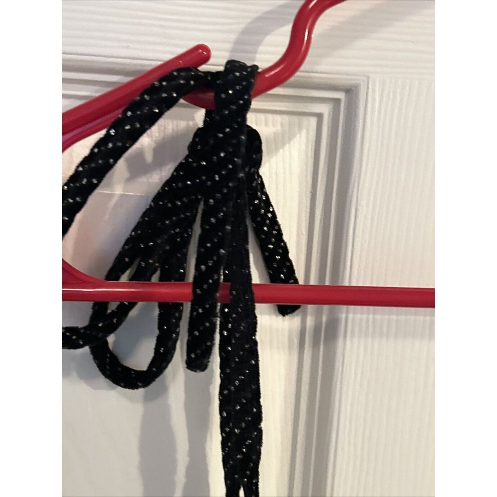 Forever 21 Womens L Velvet Sparkle Crop Top Tie Straps Black - Picture 7 of 8